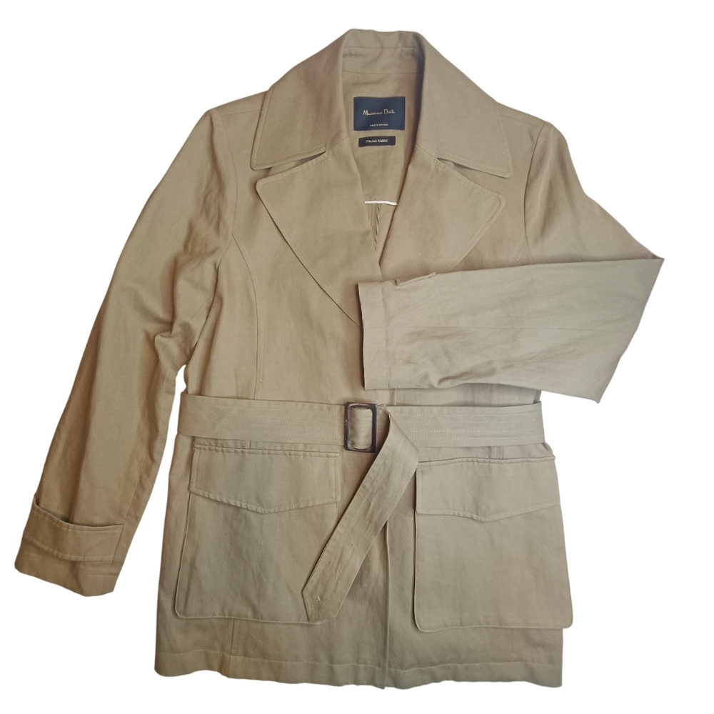 Massimo Dutti Cotton-Linen Blend Trench Jacket XL – Italian Cotton Linen Fabric